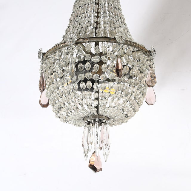 Hollywood Regency Crystal Beaded Chandelier W/ Gilt Bronze Fittings by Baccarat For Sale - Image 10 of 18