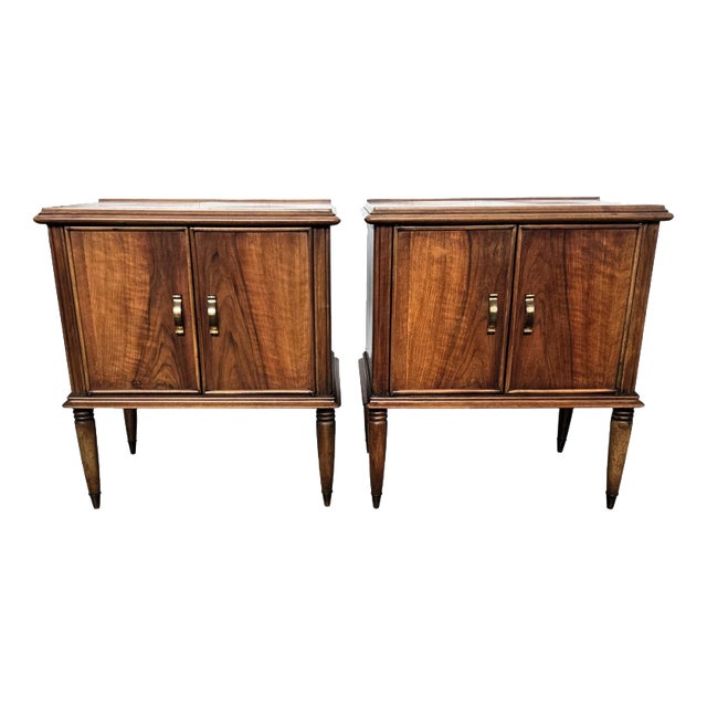 Mid-Century Italian Wood Bedside Tables, 1950s, Set of 2 For Sale