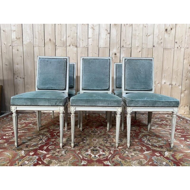 Louis XVI Style Rinck Chairs in Re-Fielded Wood, Set of 6 For Sale - Image 4 of 10
