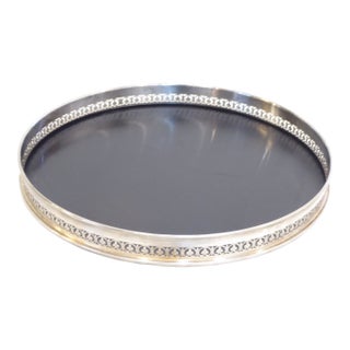 Vintage Silvered Edged Tray For Sale