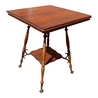 Antique Victorian Oak Parlor Table With Claw Feet 1890s For Sale