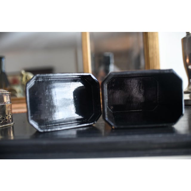 Vintage Chinese Brown Octagonal Lacquer Box Tea Caddy Tall 6" For Sale - Image 4 of 6