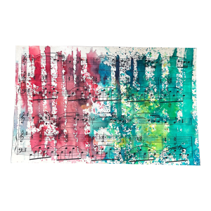 “Expression in G Major” Signed Original Watercolor on Vintage Sheet Music by Nancy Smith