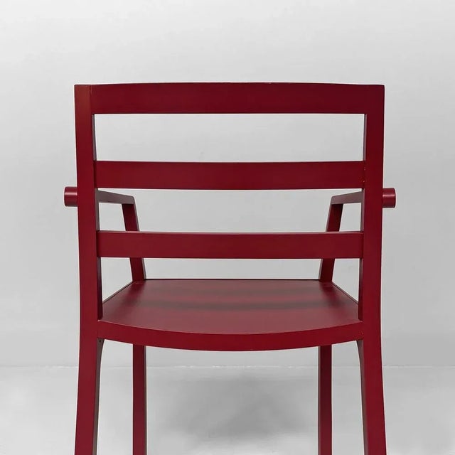 Italian Modern Armchair in Burgundy Varnished Wood, 1980s For Sale - Image 9 of 18