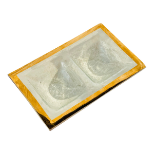 Signed Annieglass Roman Antique Gold Two-Section Serving Dish – Handcrafted Luxury Tableware
