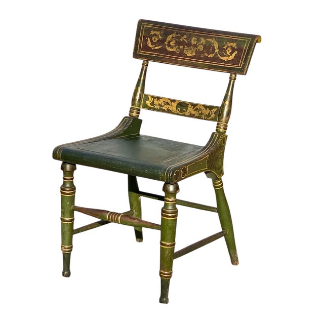 Neoclassical Antique Sheraton Fancy Paint Chair For Sale - Image 3 of 10