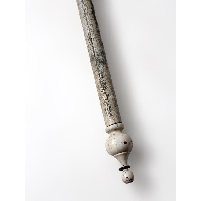 Antique Painted Wood Curtain Rod With Rings For Sale - Image 12 of 13