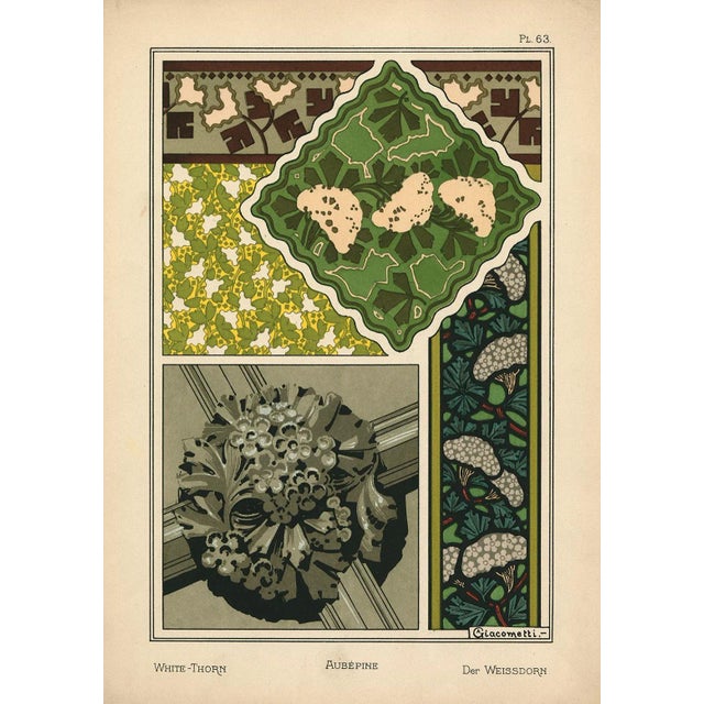 Art Nouveau "Aubepine, Pl. 63" Art Nouveau Pochoir by A. Giacometti For Sale - Image 3 of 3