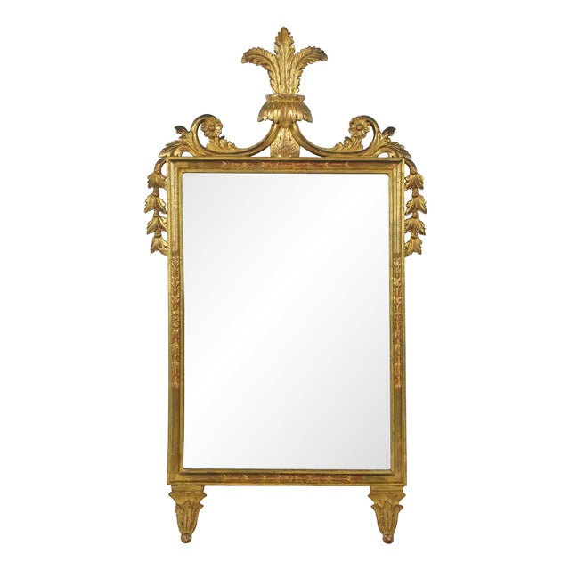 Antique Neoclassical Italian Giltwood Wall Mirror For Sale - Image 10 of 10