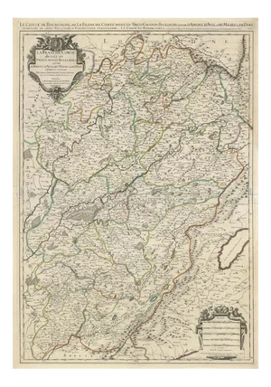 Large Antique Map of Franche-Comté, 1681