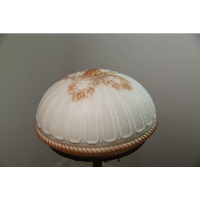 Antique Bradley & Hubbard Bronze Table Lamp With Slag Glass Dome Shade For Sale - Image 17 of 18