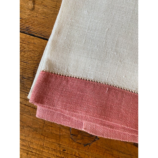 Vintage Linen Color Blocked Hemstitched Hand/Kitchen Towels, Set of 4 For Sale In Portland, OR - Image 6 of 10