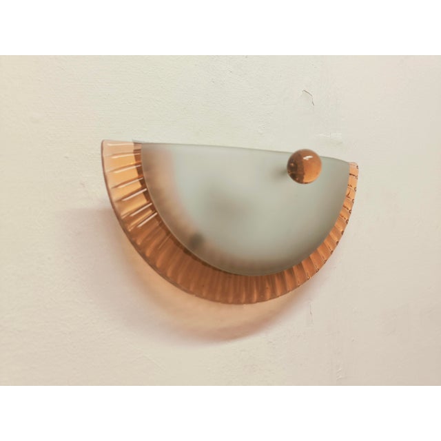 Mid-Century Modern Wall Lamp with Salmon Murano Band, 1980s For Sale - Image 3 of 16