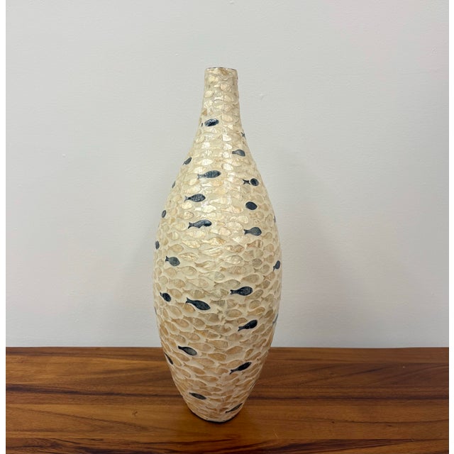Shell Vintage Fish Inlay Vase For Sale - Image 7 of 7