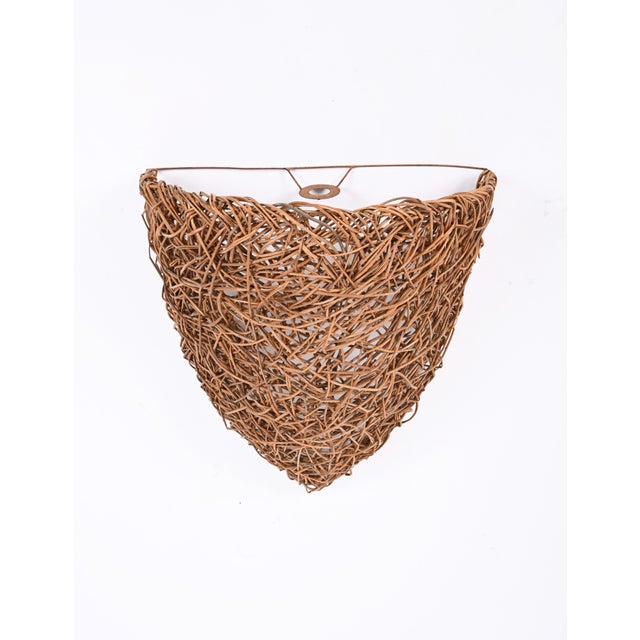 Mid-Century Italian Rattan Nesting Wall Lamps, 1970s, Set of 2 For Sale - Image 12 of 18