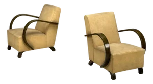 Pair of Vittorio Valabrega, Beige Velvet, Bentwood, Lounge Chairs, Italy, 1940s