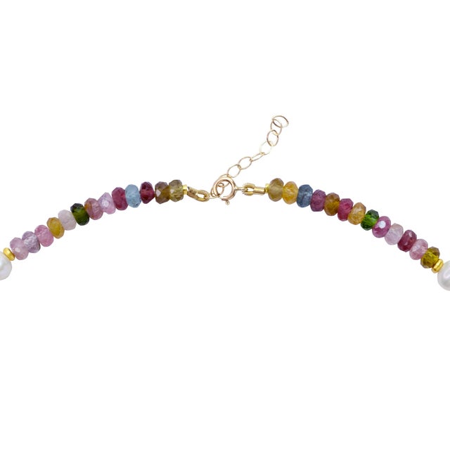Modern Tourmaline Pearl 14k Gold Necklace For Sale - Image 3 of 11