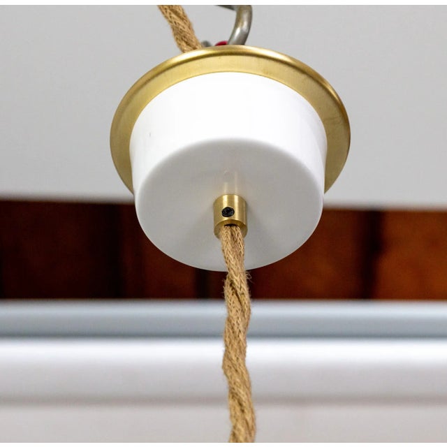 2010s Hanging Rope Light With Milk Glass Shade For Sale - Image 5 of 6