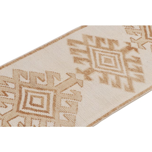 Rug & Kilim Vintage Tribal Runner in White & Brown Geometric Pattern by Rug & Kilim For Sale - Image 4 of 7