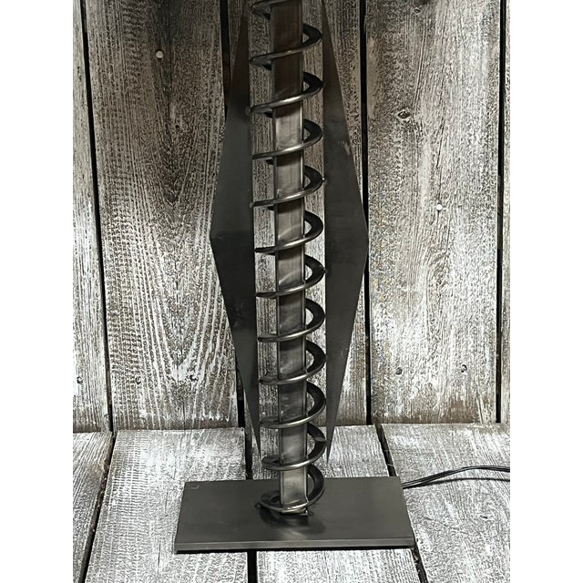 Metal Vintage Girardi Spiral Memphis-Style Metal Lamp, Signed For Sale - Image 7 of 12