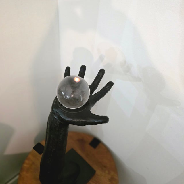 1990s Arm & Hand Sculpture Male Anatomic Statue Black Iron Postmodern Metal Art 27" For Sale - Image 17 of 17