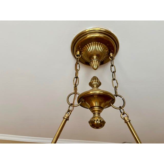Traditional Vintage-Style 2-Light Brass Island Chandelier For Sale - Image 3 of 3