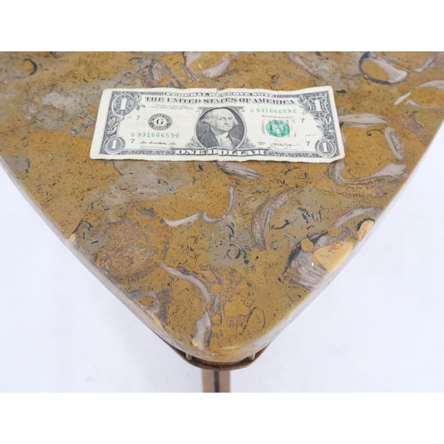 Pair Triangular Shape Marble Tops End Side Stands Lamp Tables Tomlinson Mint! For Sale - Image 11 of 15