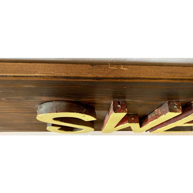 Wood Large Vintage Wooden Tasty Sweets Bakery Sign From England - Circa 1970’s For Sale - Image 7 of 8