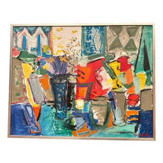 Eric With, Still Life with Flowers, 1950s, Oil Painting on Canvas, Framed For Sale