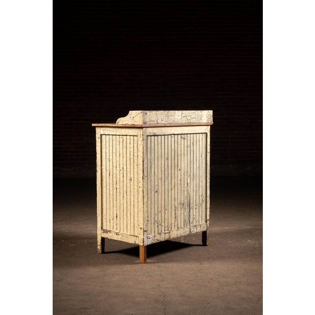 Early 20th Century Early 20th Century Chippy Painted Industrial Cabinet For Sale - Image 5 of 14