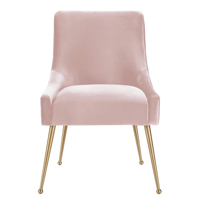 Beatrix Blush Velvet Side Chair with Gold Legs For Sale - Image 4 of 9