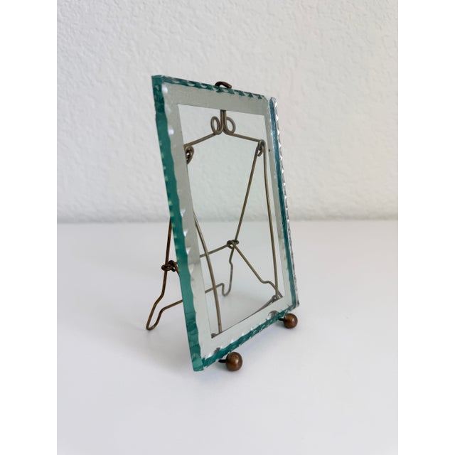 Brass French Art Deco Brass & Chip Glass Easel Picture Frame For Sale - Image 8 of 9