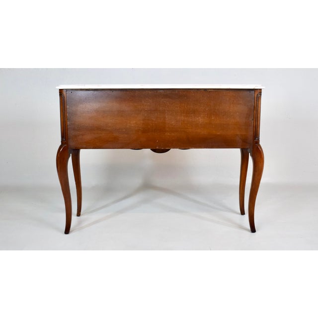 Vintage French Style Marble Top Console Table Tambour Doors For Sale - Image 10 of 11