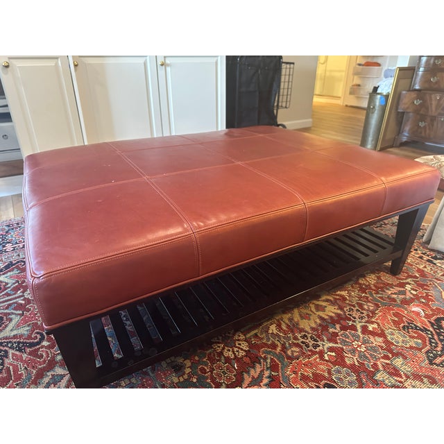 Contemporary Baker by Barbara Barry Leather Ottoman For Sale - Image 3 of 14