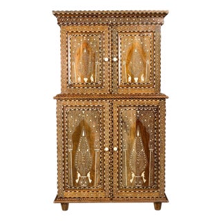 Anglo Style Buffet à Deux-Corps with Floral and Bird Bone Inlay For Sale