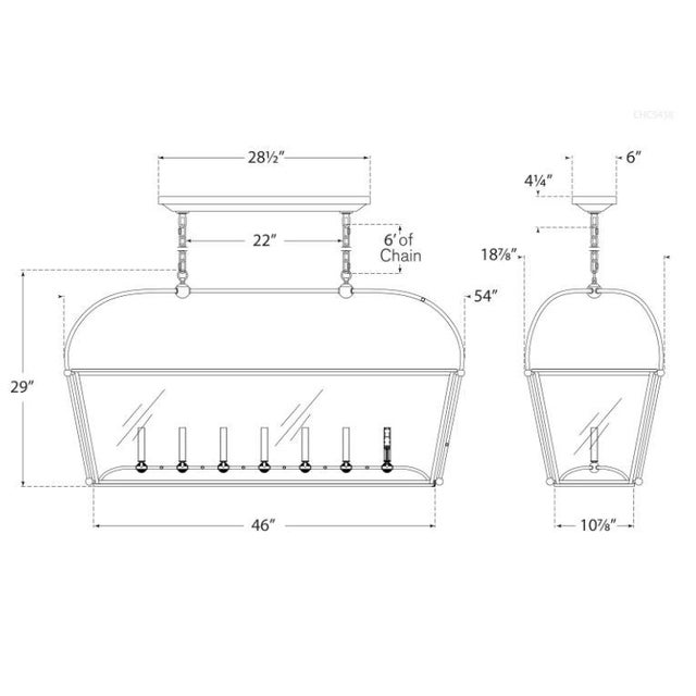 Traditional Chapman & Myers for Visual Comfort Signature Riverside Large Linear Pendant in Polished Nickel with Clear Glass For Sale - Image 3 of 3