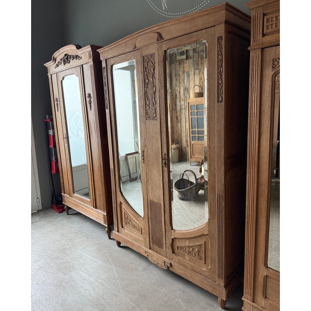 Large Art Nouveau Oak Wardrobe, 1890s For Sale - Image 9 of 12