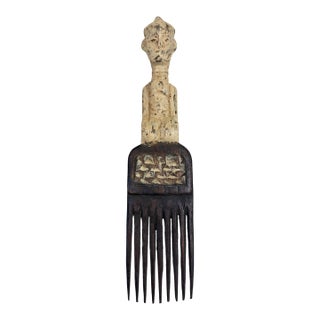 Vintage Hemba Wedding Comb W/ Seating Figure Congo 10" H For Sale