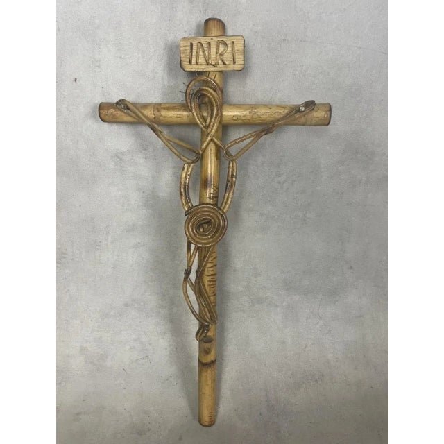 Italian Christ Figure in Rattan, 1960s For Sale - Image 10 of 10