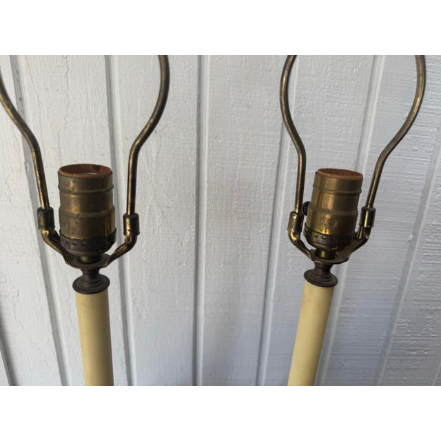 Pair of Vintage Bronze Brass Pine Cone Lamps Manner of Maison Charles For Sale - Image 11 of 12