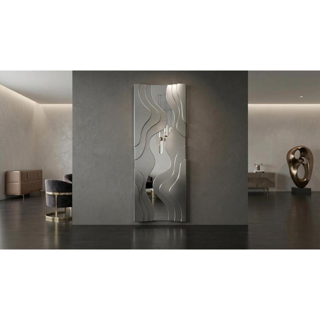 Clelia Rectangular Floor Mirror in Fiber Wood and Metallic Coating by Wedo For Sale - Image 13 of 18