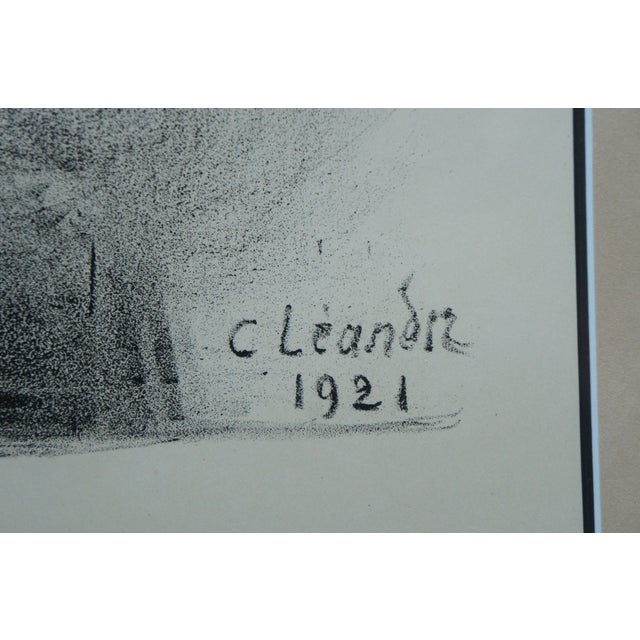 1920s Antique 1921 Charles Leandre Francois De Curel French Comedy Lithograph Print, Framed For Sale - Image 5 of 12