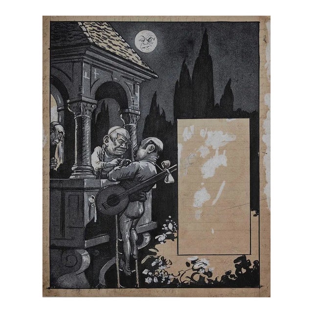 Gabriele Galantara - Sketch for the Cover of L'asino - Mixed Media - 1908 For Sale