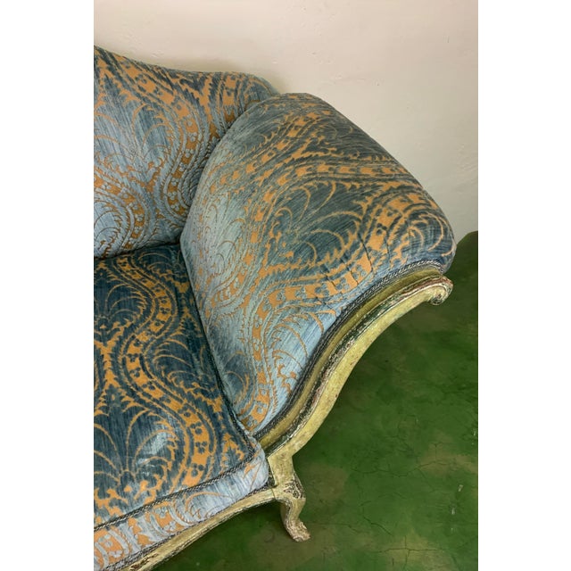 Early 19th Century Venetian Painted Neoclassical Frame W/Velvet Fabric Settee For Sale - Image 16 of 18