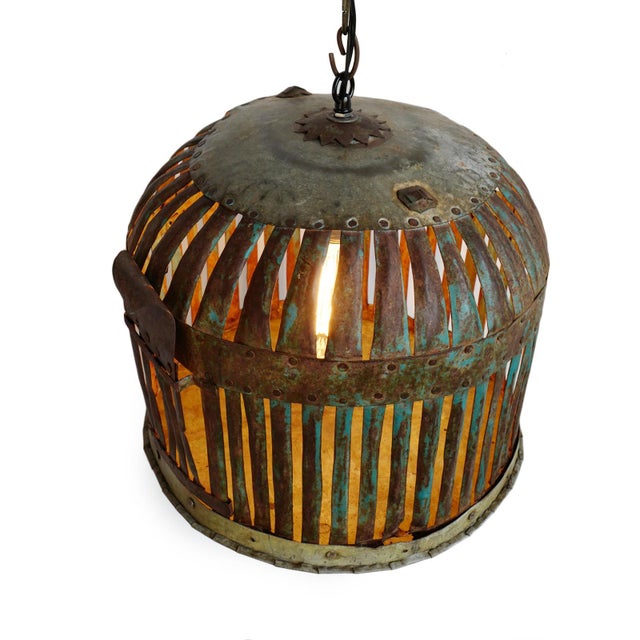 Farmhouse Vintage Industrial Farmhouse Iron Cage Pendant Light For Sale - Image 3 of 7