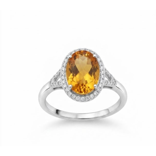 Yellow Natural Yellow Tourmaline & Diamond Ring in 18k Gold For Sale - Image 8 of 8