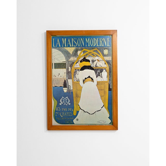 Mid 20th Century Mid 20th Century France Modern Blue Wood Poster For Sale - Image 5 of 15