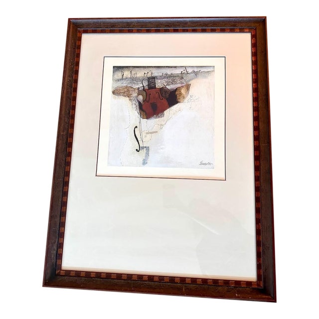 Babak Emanuel “Ledger Line” Signed Limited Edition Abstract Violin Monoprint, 23/175, Custom Framed For Sale