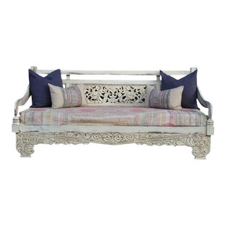 Aged White Opium Teak Daybed For Sale