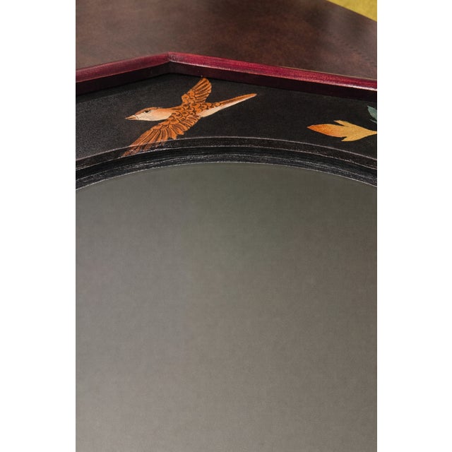 Chinoiserie-Style Hexagonal Wall Mirror With Hand-Painted Birds, Circa 1960's, 16 Inch Diameter For Sale - Image 11 of 12